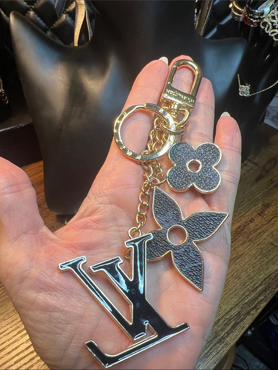 None Accessories - Gold-Tone & Black Monogram Key Charm